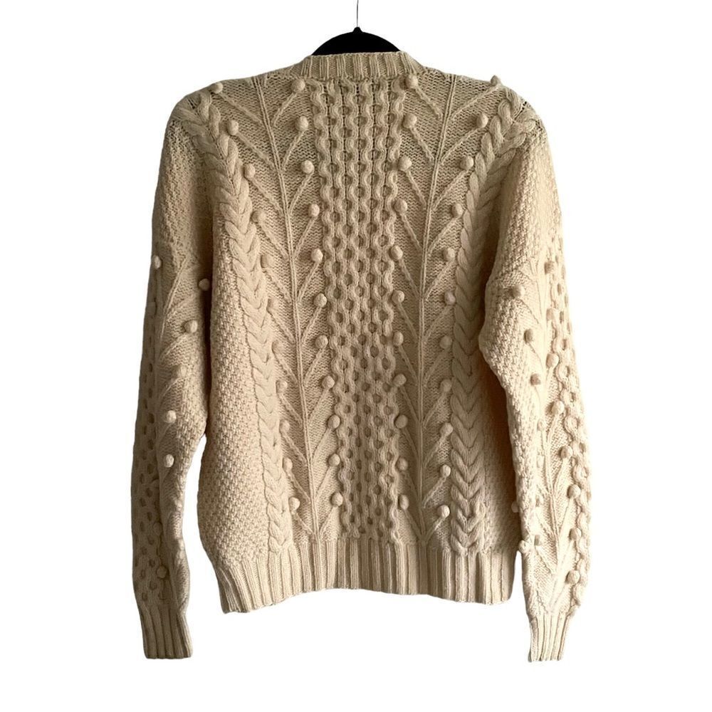 Vintage Hand Knit Wool Sweater Cream L - Picture 3 of 7